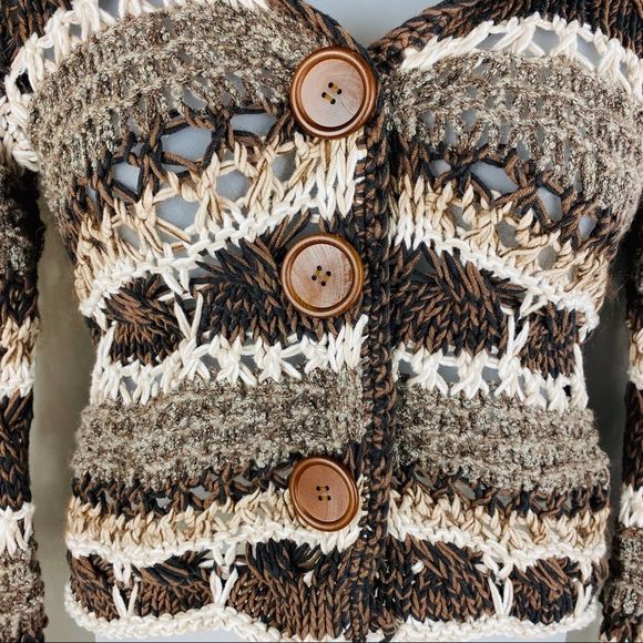 Oui Moments Crochet knitted Button Front Cardigan - Picture 2 of 8